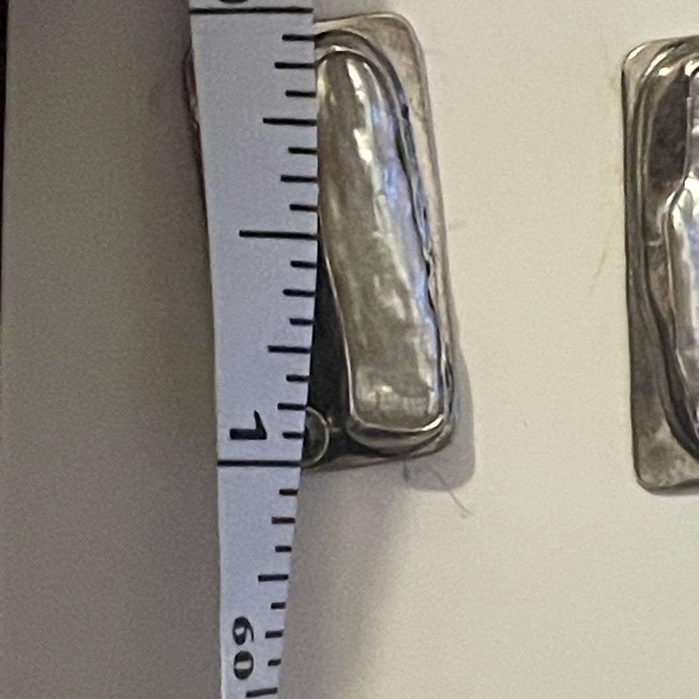 Sterling And Pearl Rectangular Earrings - image 3